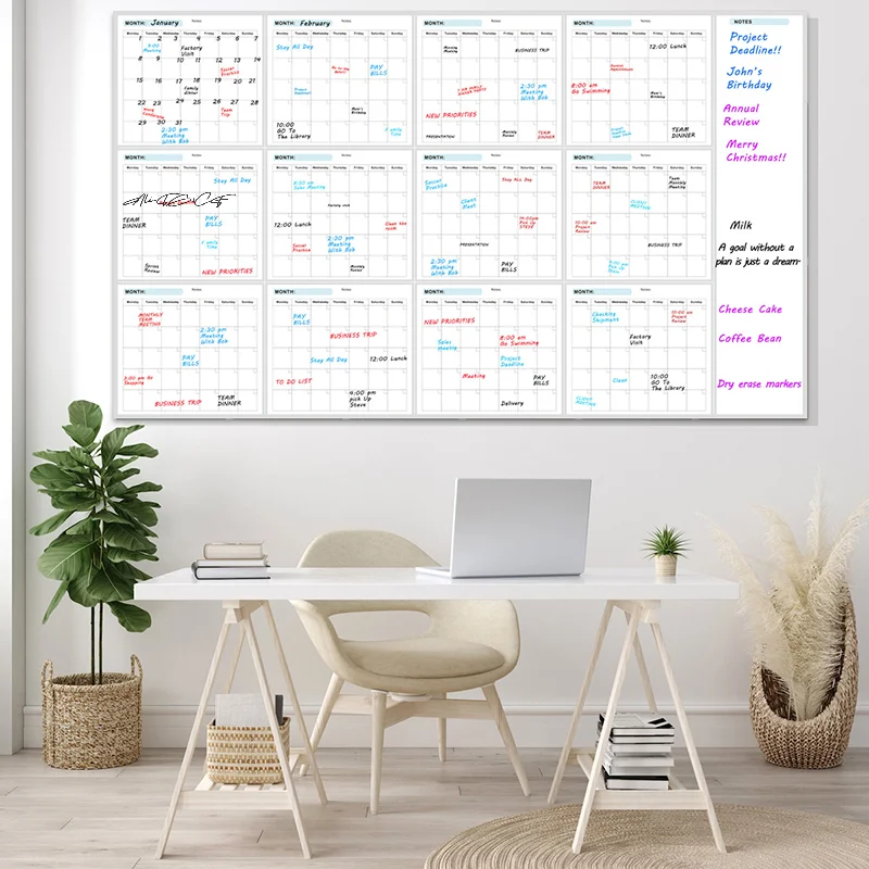 Extra Large 35x58 Inch Erasable Whiteboard Annual Planner Undated for Home School And Office Use thumbnail 5