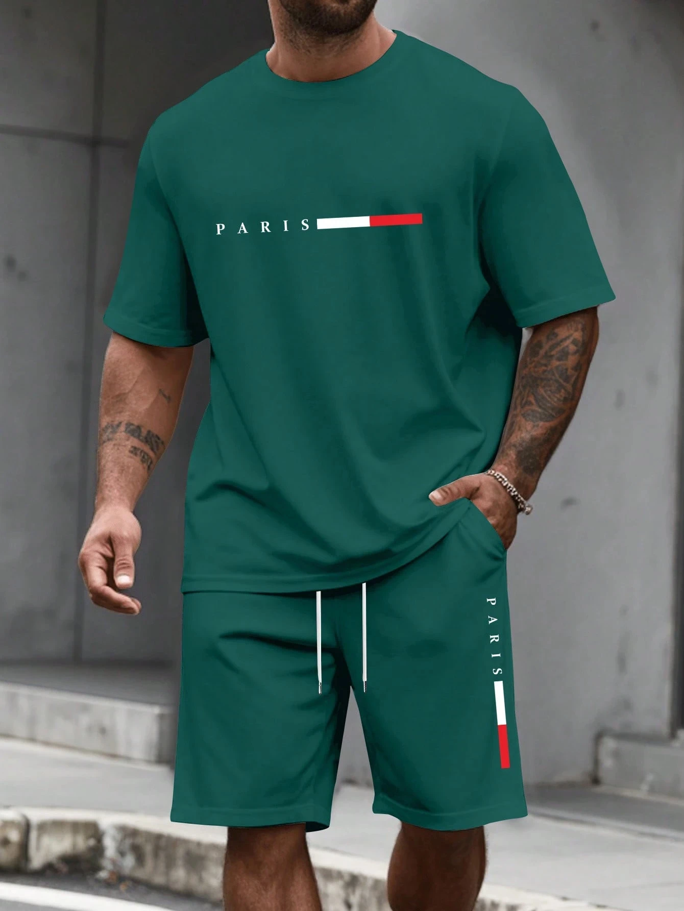 Men's Tracksuit 2 Piece ​O-neck Short Sleeve Shirt Shorts Set Men's Running Suit Plus Size T shirts Man Clothing Summer T-shirt thumbnail 4