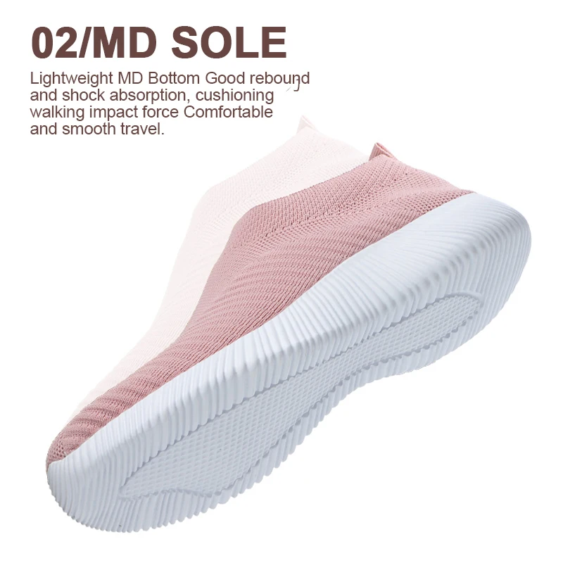 New Pink Women Shoes Soft Sneakers Lightweight And Comfortable Women Slip On Lazy Loafers Walking Shoes For Women Size 36-42 thumbnail 4