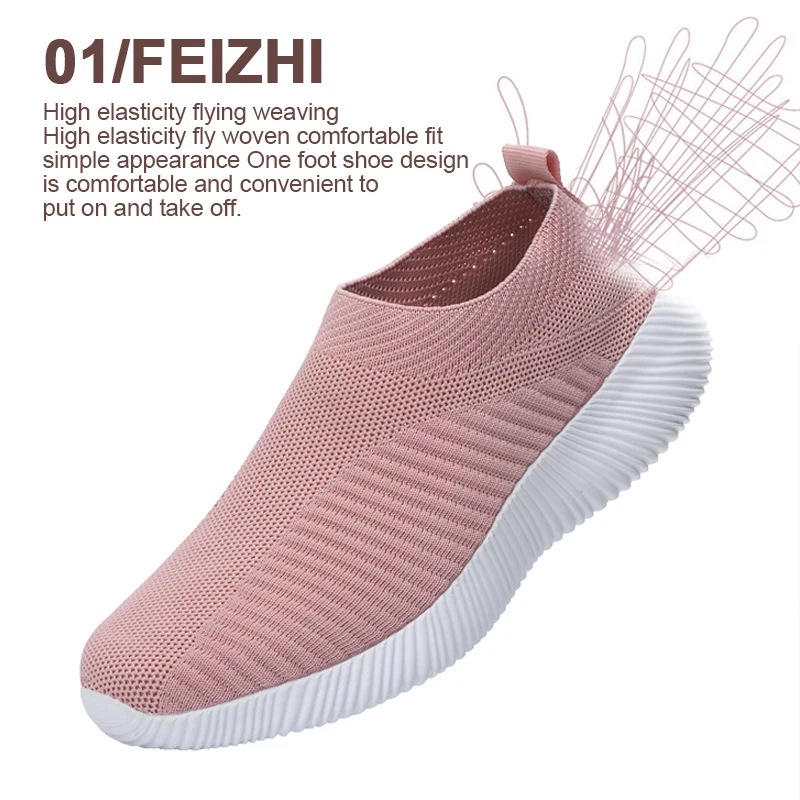 New Pink Women Shoes Soft Sneakers Lightweight And Comfortable Women Slip On Lazy Loafers Walking Shoes For Women Size 36-42 thumbnail 3