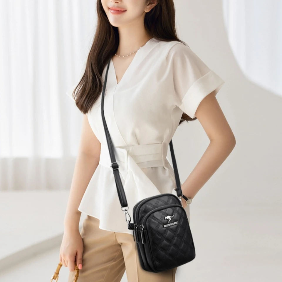High-End Leather Shoulder Crossbody Phone Coin Wallet Bags for Women Mother 2025 Luxury Handbags Women Bags Designer 3 Layers thumbnail 3