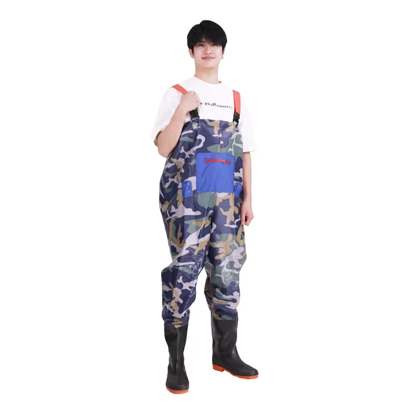 Thickened Half-length Chest Wading Pants with Knee Protectors for Fishing Suit Waterproof Clothing Overall Suit for Men thumbnail 5