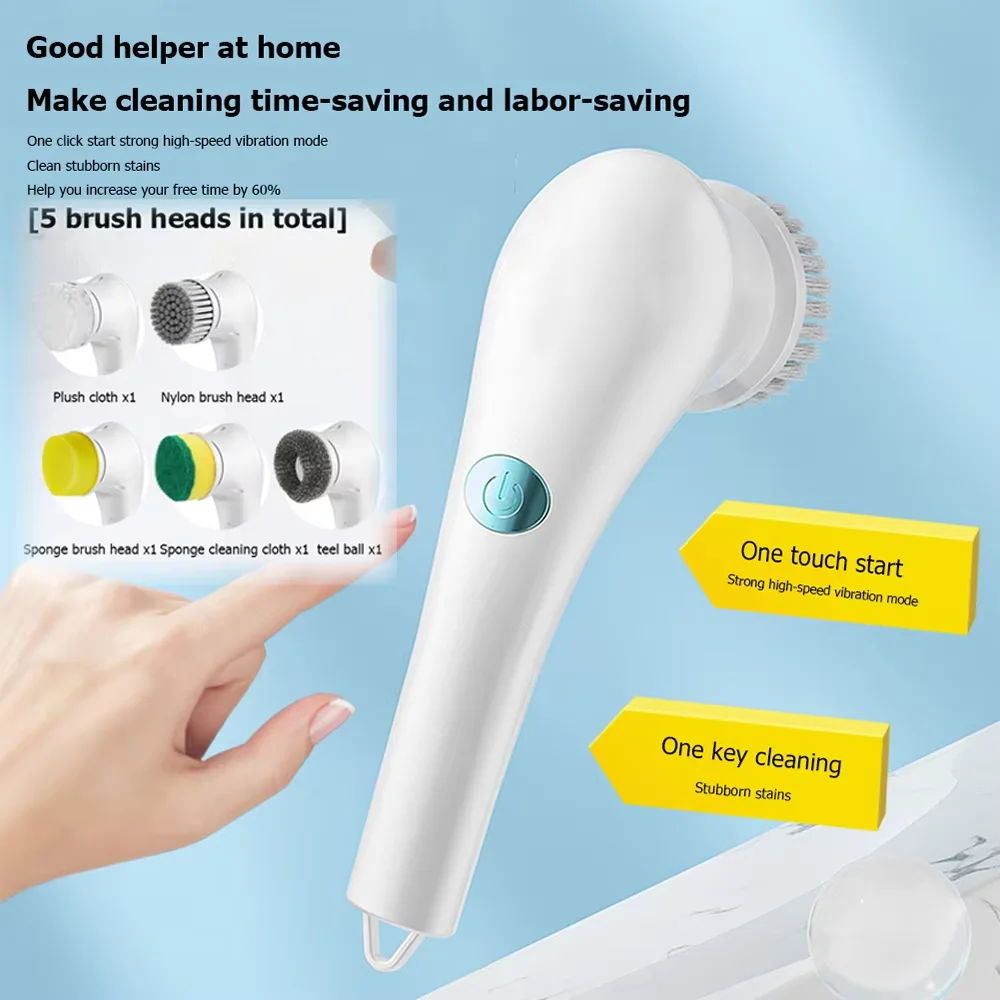 5 in 1 Wireless Electric Cleaning Brush Bathroom Window Kitchen Automotive Multifunctional Household Rotating Cleaning Machine thumbnail 5