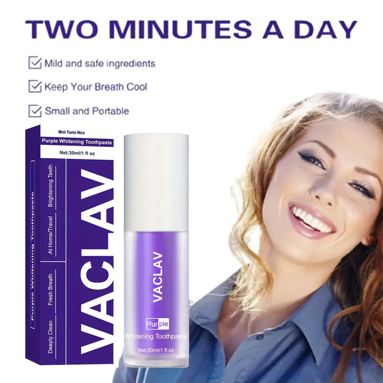 Vaclav Purple Toothpaste Teeth Whitening Clean Colour Corrector Tooth Stain Removal Tooth Paint Booster Brightness Reduce Yellow thumbnail 2