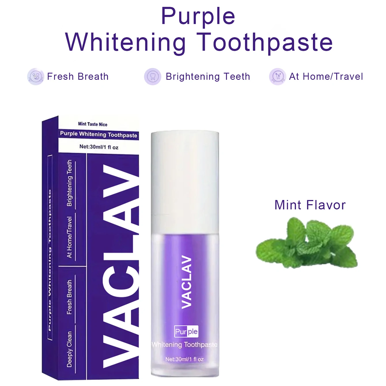Vaclav Purple Toothpaste Teeth Whitening Clean Colour Corrector Tooth Stain Removal Tooth Paint Booster Brightness Reduce Yellow thumbnail 4
