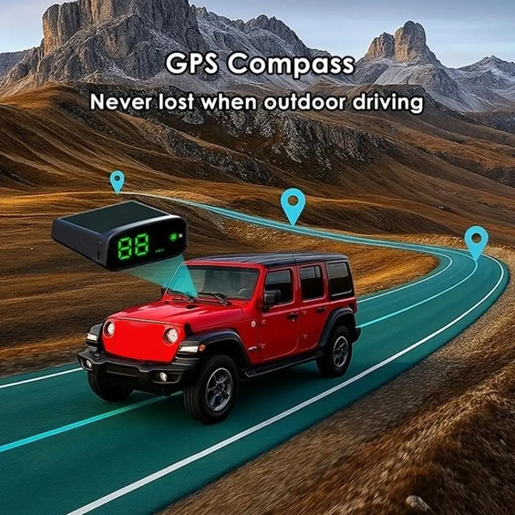 Solar Head Up Display GPS+ Digital Car Speedometer Beidou Dual System Intelligent Light Sensing HUD Car Universal Accessories thumbnail 5