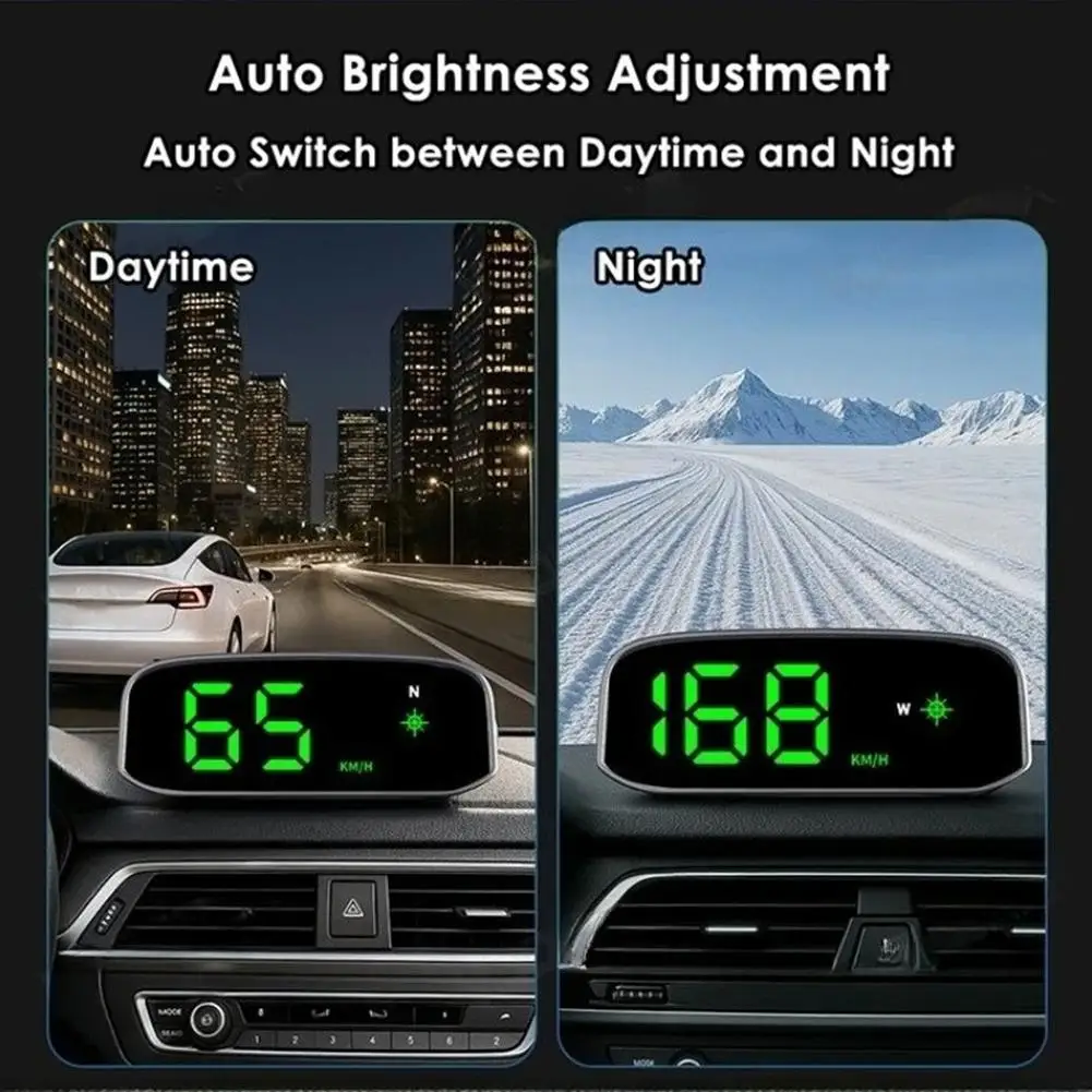 Solar Head Up Display GPS+ Digital Car Speedometer Beidou Dual System Intelligent Light Sensing HUD Car Universal Accessories thumbnail 6
