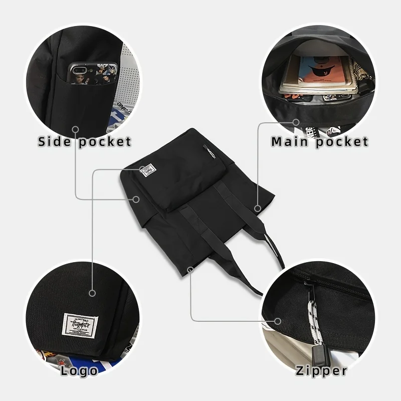 Simple Men's Shoulder Bag Large Capacity Oxford Top-Handle Bags Multiple Pockets Bags For Student Put The Book thumbnail 6