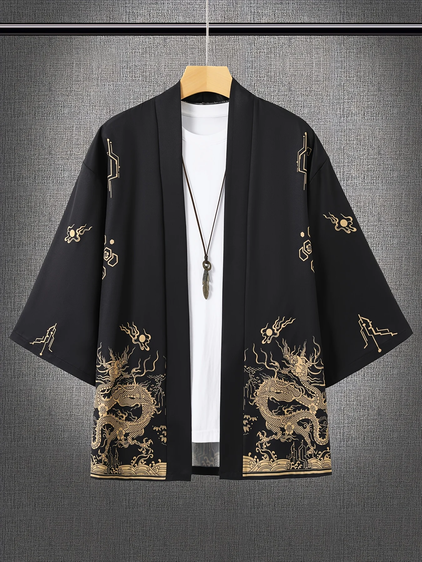 Unisex Kimono Dragon Print Top Fashion Casual Cardigan Yukata Outfit Japanese Streetwear Traditional Clothing
