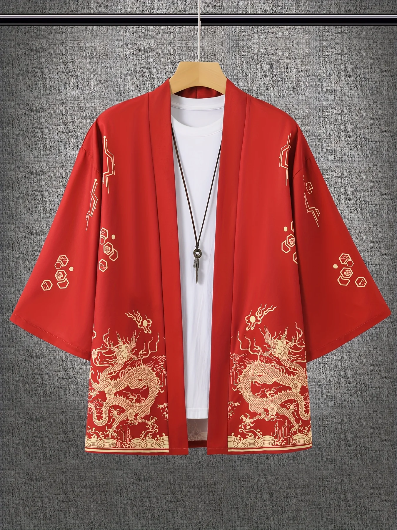 Unisex Kimono Dragon Print Top Fashion Casual Cardigan Yukata Outfit Japanese Streetwear Traditional Clothing thumbnail 2