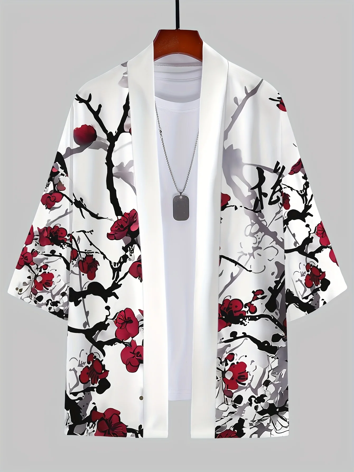 Unisex Kimono Black and White Dragon Print Top Fashion Casual Cardigan Yukata Outfit Japanese Streetwear Traditional Clothing thumbnail 5