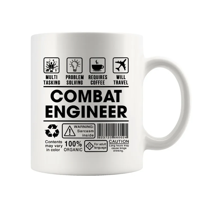 1pc Funny Combat Engineer Mug - Military-Themed Coffee Cup with Hazard Symbols, 11oz Ceramic Cup for Engineers, Mechanics, Techn thumbnail 2