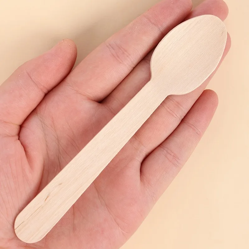 50PCS Disposable Wooden Spoon Fork Cutlery Set Wedding Birthday Parties Desserts Cakes Ice Cream Disposable Wooden Cutlery thumbnail 3