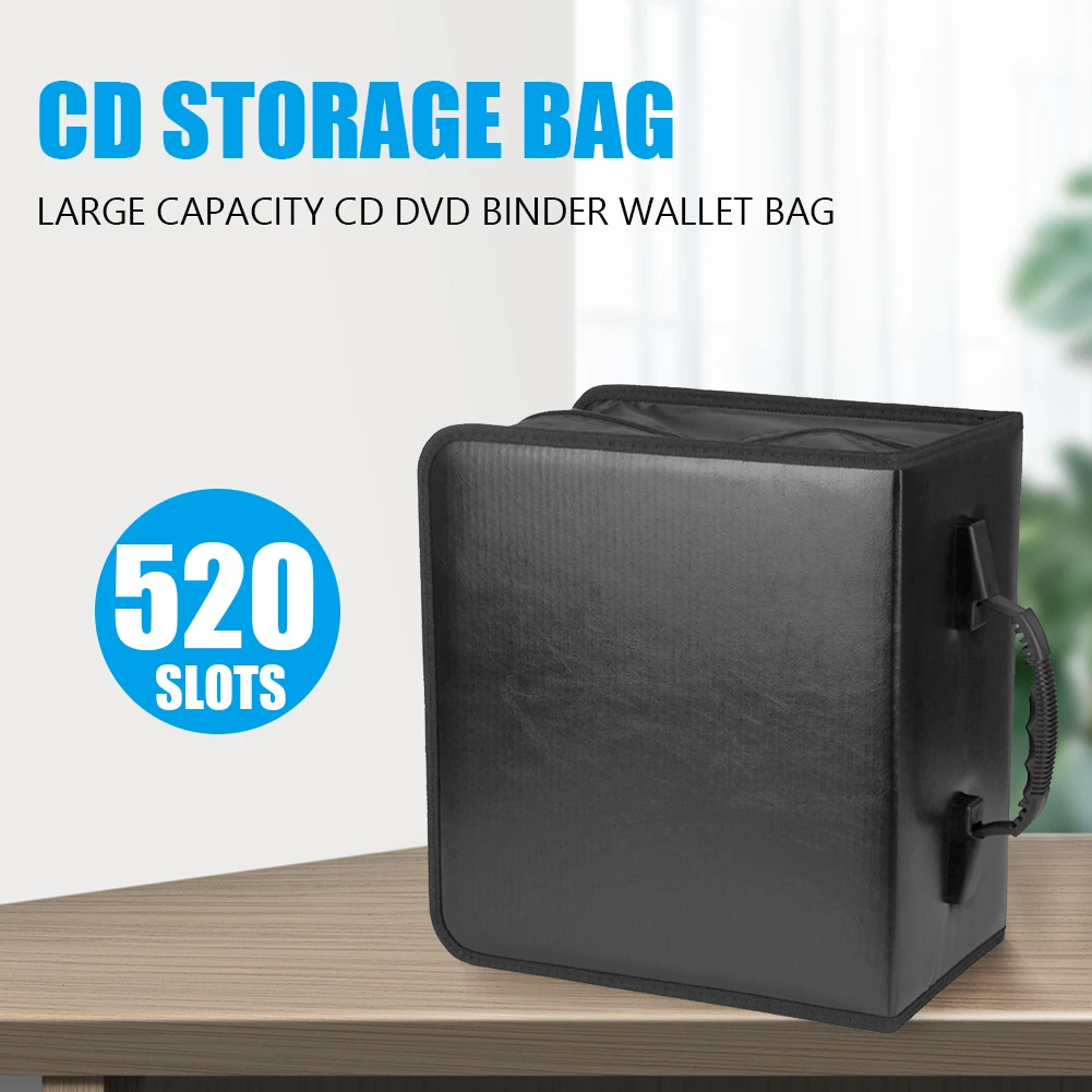520 Discs DVD CD Holder Dustproof Storage Bags Zipper Album Organizer Media Storage Box Portable CD DVD Wallet Carrying Bag Case thumbnail 4