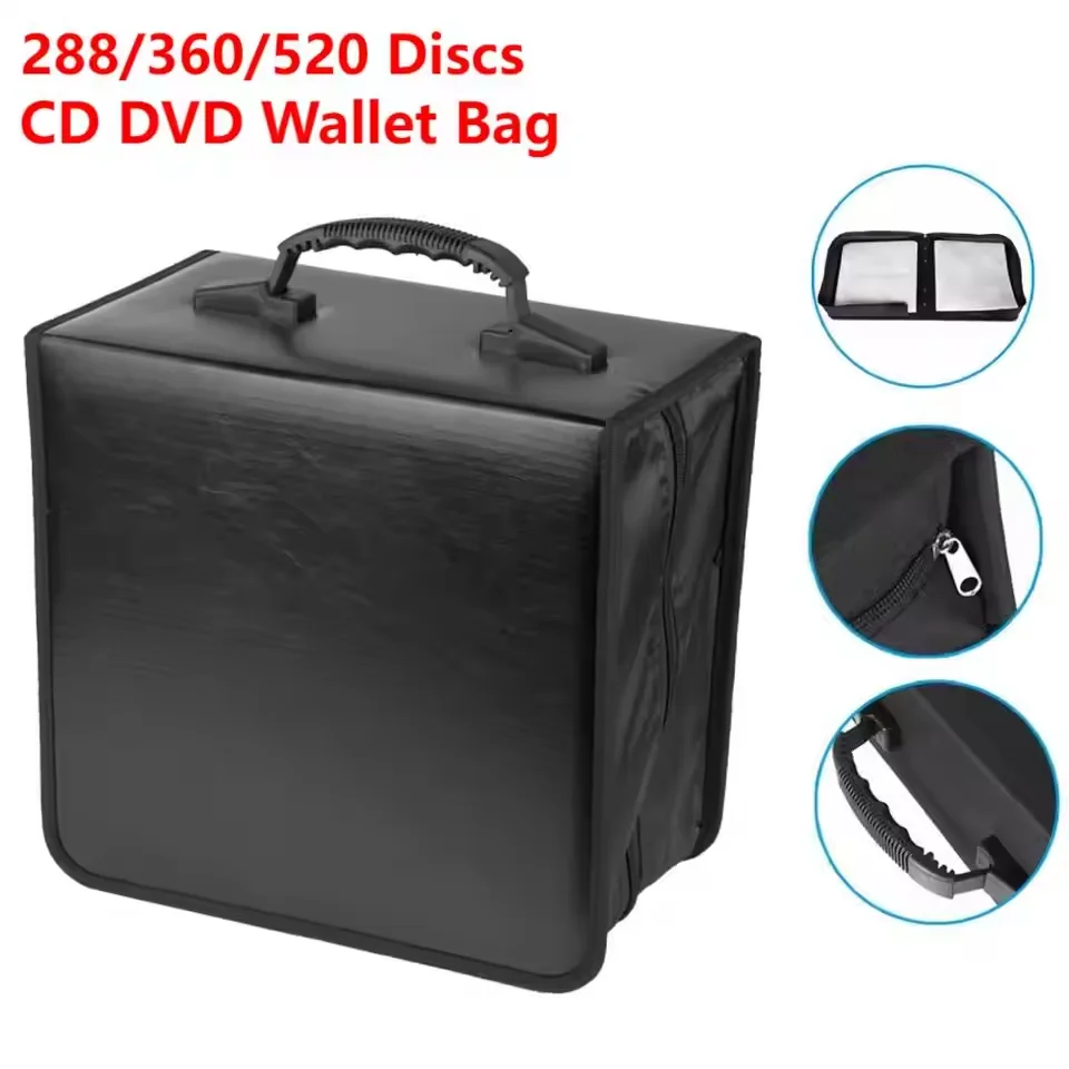 520 Discs DVD CD Holder Dustproof Storage Bags Zipper Album Organizer Media Storage Box Portable CD DVD Wallet Carrying Bag Case thumbnail 2