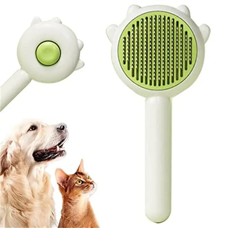 Pet Dog Cat Brush Grooming Self-Cleaning Slicker Brush Massage Hair Comb Cleaner thumbnail 3