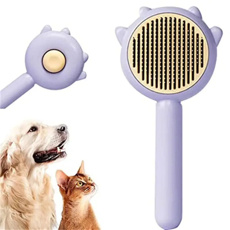 Pet Dog Cat Brush Grooming Self-Cleaning Slicker Brush Massage Hair Comb Cleaner thumbnail 4
