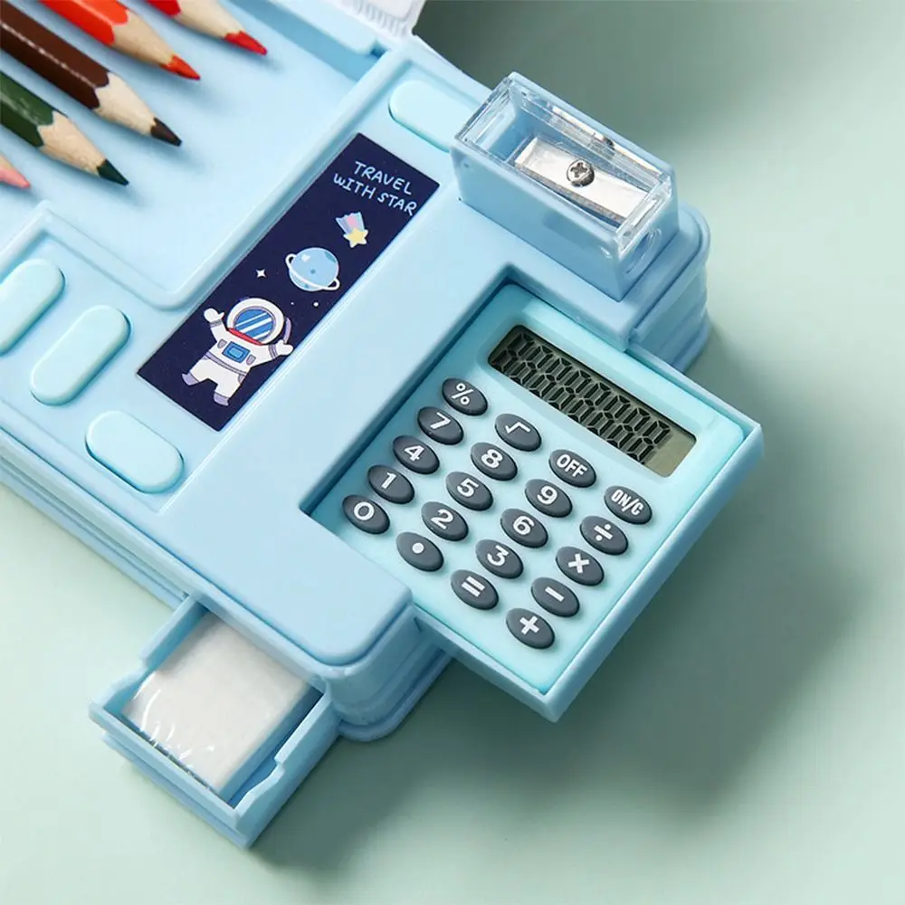 Double Layer Multi-Function Pencil Case Students Pencil Box With Calculator/Pencil Sharpener Large Capacity Stationery Box thumbnail 2