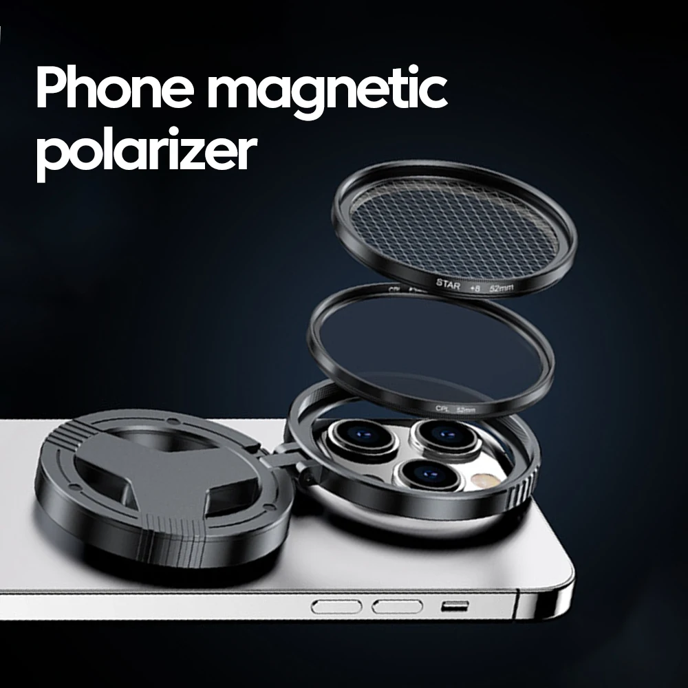 Magnetic Phone Lens Filter Kit Phone Clip Universal 52mm CPL Polarizer Filter Magnetic Holder for Vlog Filter Stand Bracket