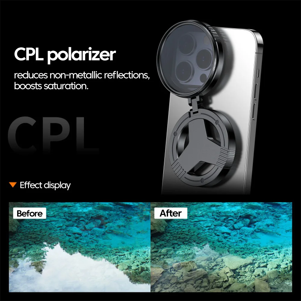 Magnetic Phone Lens Filter Kit Phone Clip Universal 52mm CPL Polarizer Filter Magnetic Holder for Vlog Filter Stand Bracket thumbnail 5