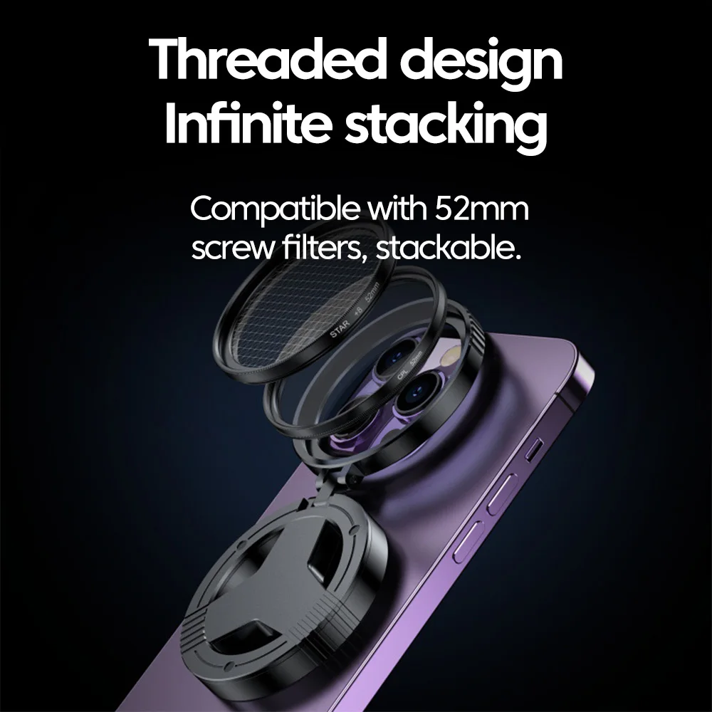 Magnetic Phone Lens Filter Kit Phone Clip Universal 52mm CPL Polarizer Filter Magnetic Holder for Vlog Filter Stand Bracket thumbnail 2