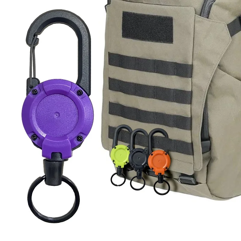 Outdoors Heavy Duty Retractable Keychain,Multitool Carabiner Badge Holder with 23.6 Steel Retractable Cord for Men Women thumbnail 4