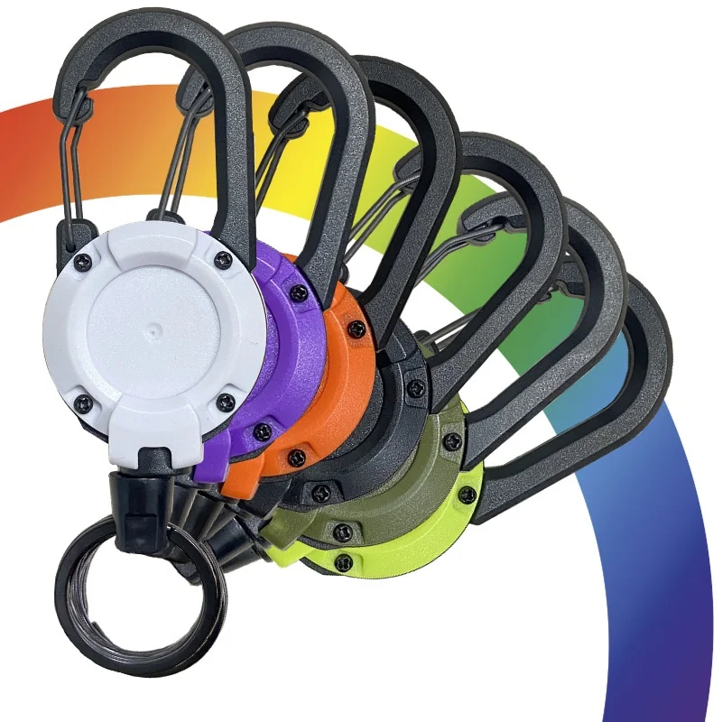 Outdoors Heavy Duty Retractable Keychain,Multitool Carabiner Badge Holder with 23.6 Steel Retractable Cord for Men Women thumbnail 2