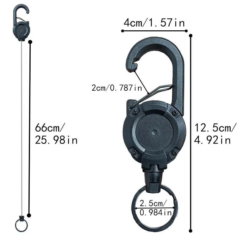 Outdoors Heavy Duty Retractable Keychain,Multitool Carabiner Badge Holder with 23.6 Steel Retractable Cord for Men Women thumbnail 6