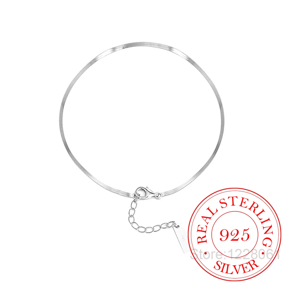 925 Sterling Silver Blade Snake Bone Chain Anklet Bracelet for Women Luxury Designer Party Wedding Jewelry Gifts Foot Chain thumbnail 4