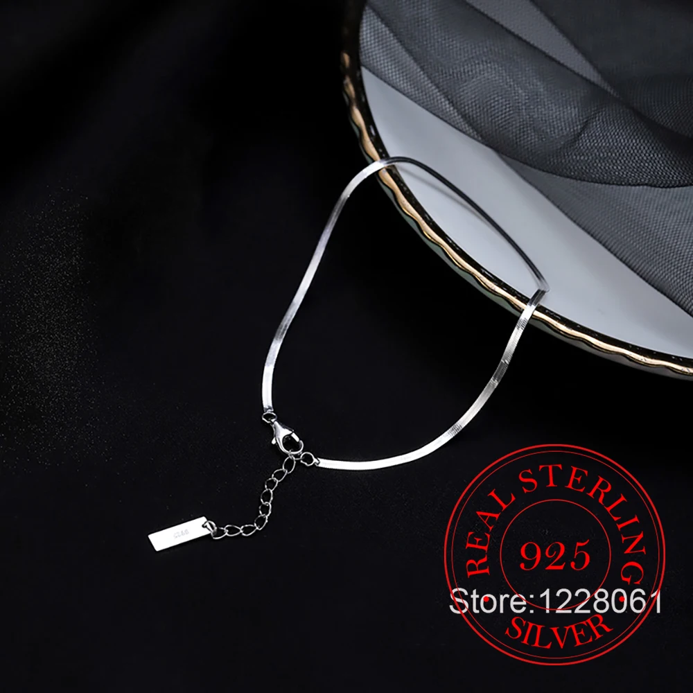 925 Sterling Silver Blade Snake Bone Chain Anklet Bracelet for Women Luxury Designer Party Wedding Jewelry Gifts Foot Chain thumbnail 5