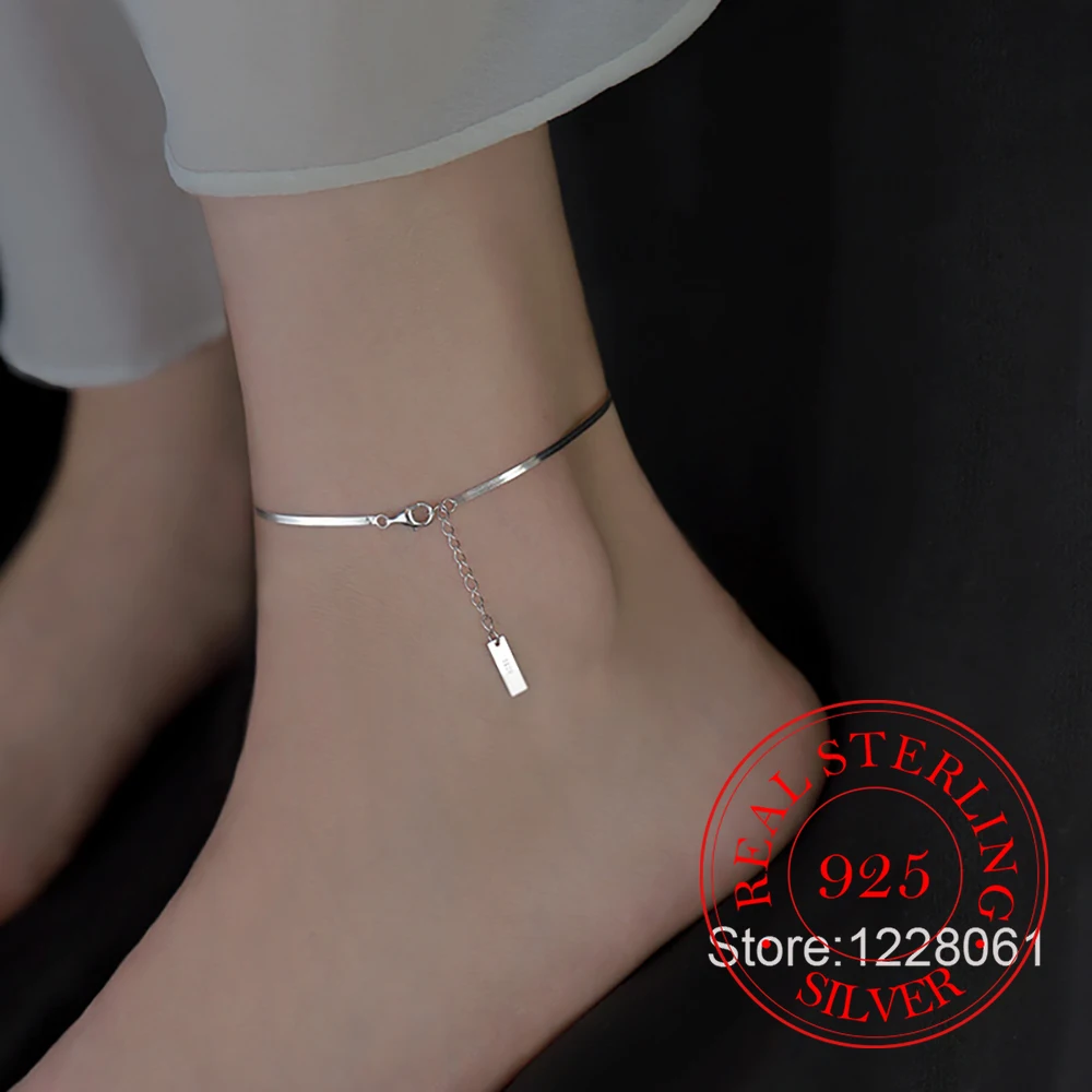 925 Sterling Silver Blade Snake Bone Chain Anklet Bracelet for Women Luxury Designer Party Wedding Jewelry Gifts Foot Chain thumbnail 2