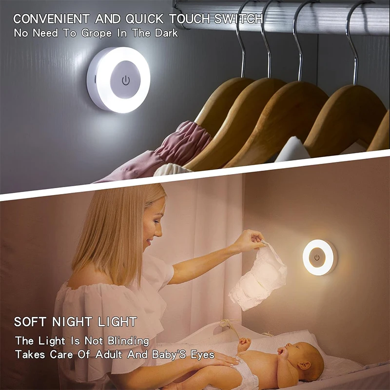 Stick Tap Push Touch Lamp Portable Lamps LED Night Light 3 Color Dimmable USB Rechargeable Battery thumbnail 2