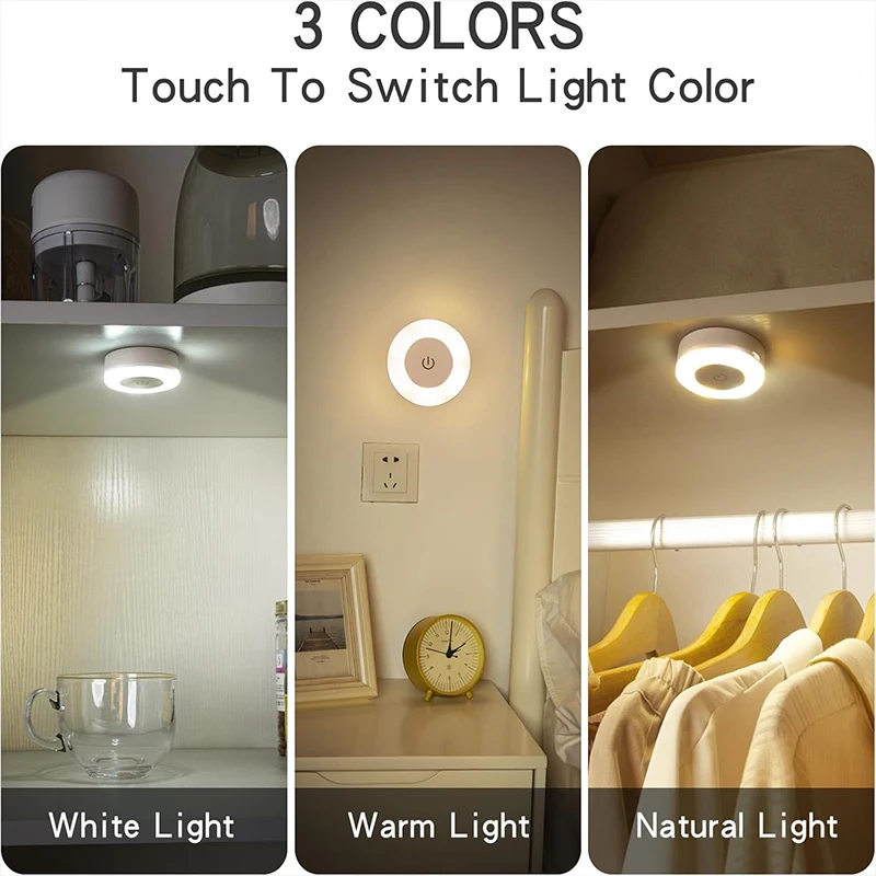 Stick Tap Push Touch Lamp Portable Lamps LED Night Light 3 Color Dimmable USB Rechargeable Battery thumbnail 5