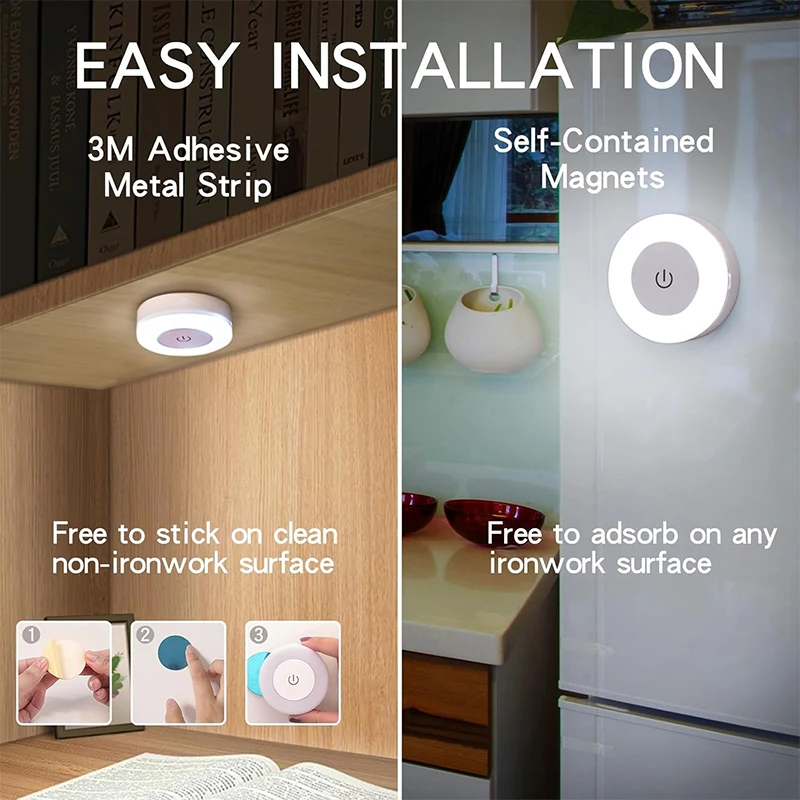 Stick Tap Push Touch Lamp Portable Lamps LED Night Light 3 Color Dimmable USB Rechargeable Battery thumbnail 6