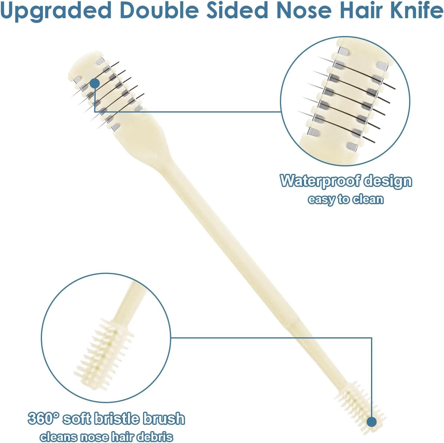 12 Pcs 2-in-1 Nasal Hair Cutter, Upgrade Double Sided Nose Hair Knife, 360° Nostril Hair Remover Tool, Nose Hair Trimmer for Men thumbnail 2
