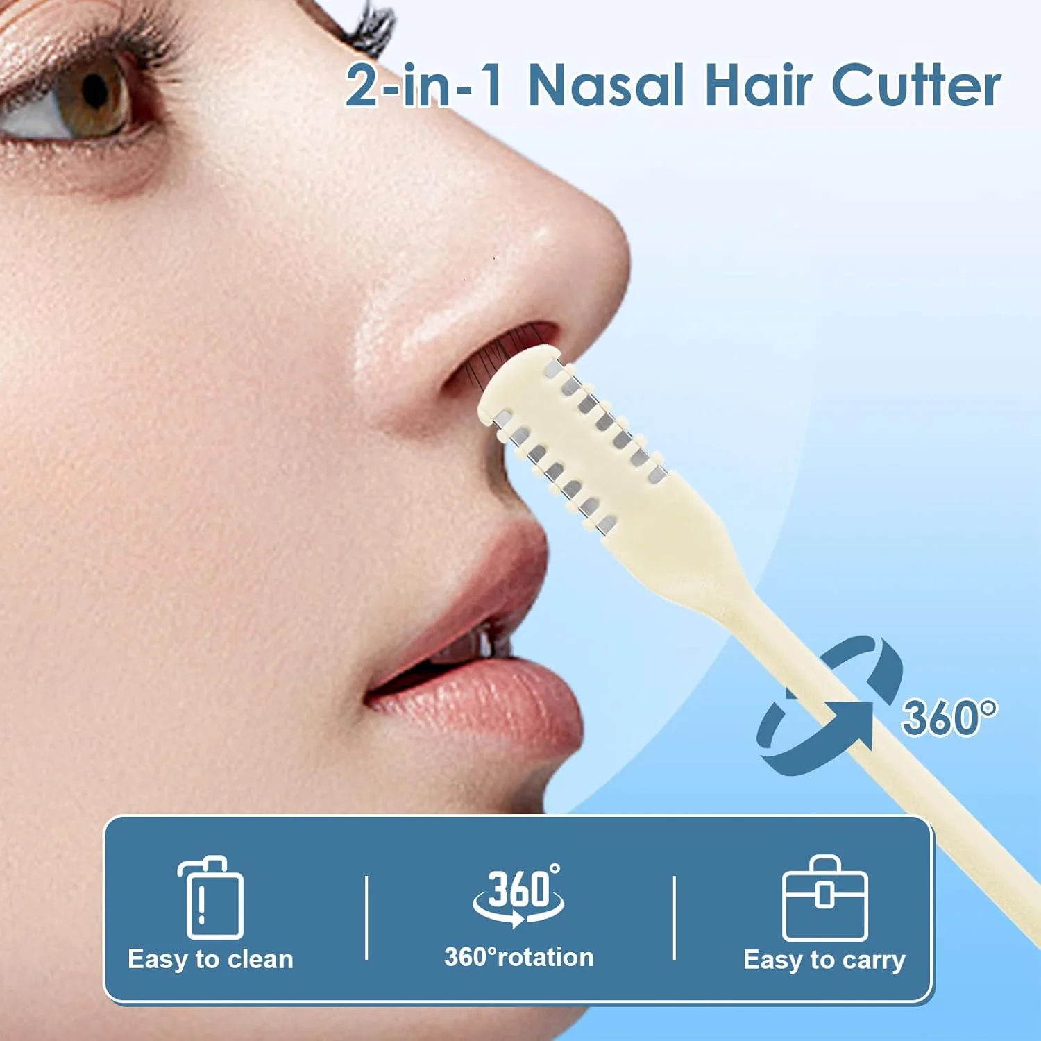 12 Pcs 2-in-1 Nasal Hair Cutter, Upgrade Double Sided Nose Hair Knife, 360° Nostril Hair Remover Tool, Nose Hair Trimmer for Men thumbnail 4