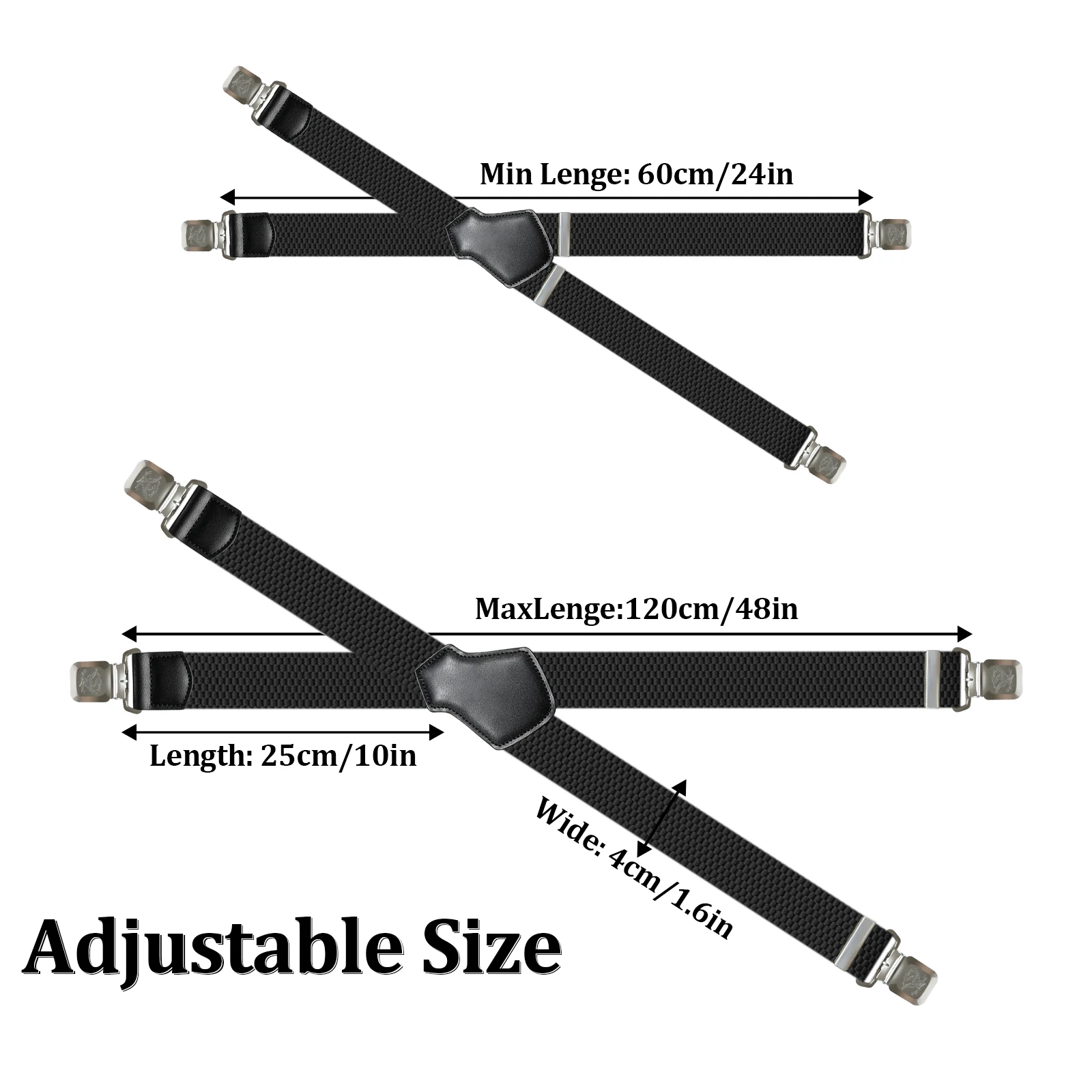 Suspenders for Men Heavy Duty 1.6 Inch Wide Black Mens Suspenders for Jeans Dress Pants X Back Elastic Adjustable Work Braces thumbnail 6