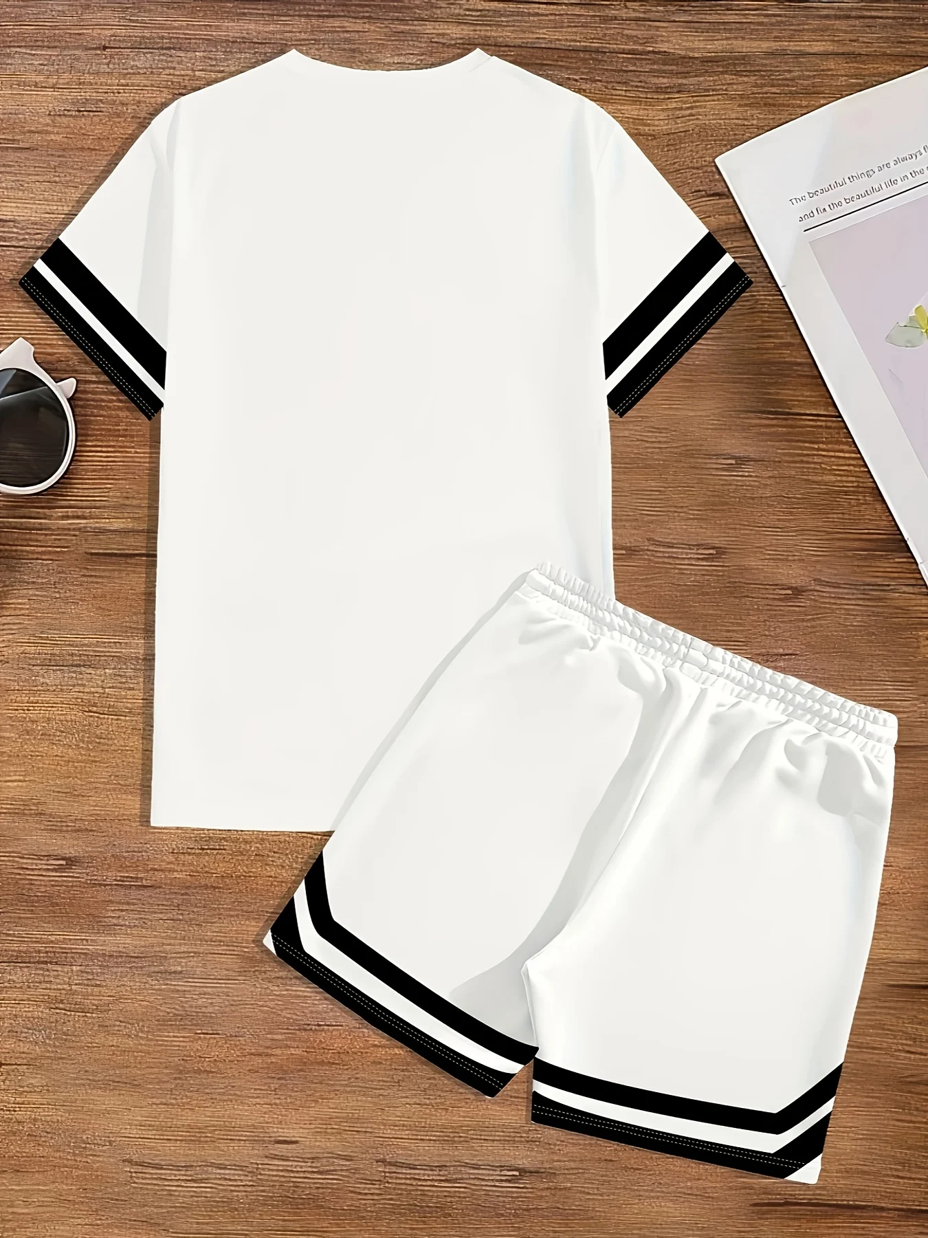 Fashionable Men's Summer Gothic Letter Printed Comfortable Breathable Round Neck T-shirt Shorts Set Outdoor Casual Clothing thumbnail 3