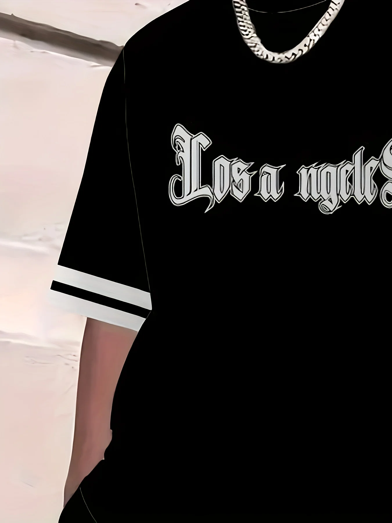 Fashionable Men's Summer Gothic Letter Printed Comfortable Breathable Round Neck T-shirt Shorts Set Outdoor Casual Clothing thumbnail 6