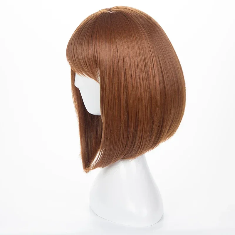 Anime My Hero Academia Ochako Uraraka Synthetic Wigs Short Brown Bob Heat Resistant Cosplay Costume Wig thumbnail 2