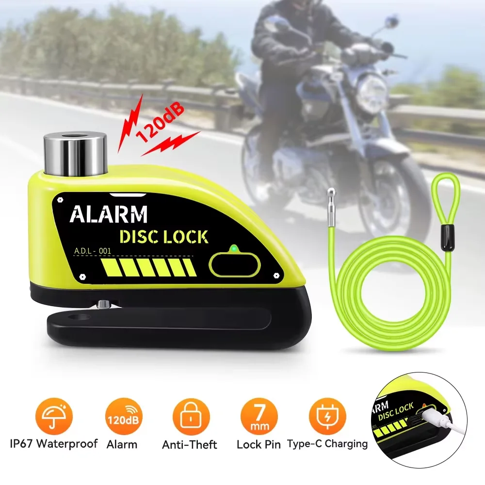 ISGTDRM 1.2M Disc Lock Reminder Cable Lock Anti-Theft Rope Alarm Disc Lock Spring Cable Security Reminder for Motorcycle thumbnail 2