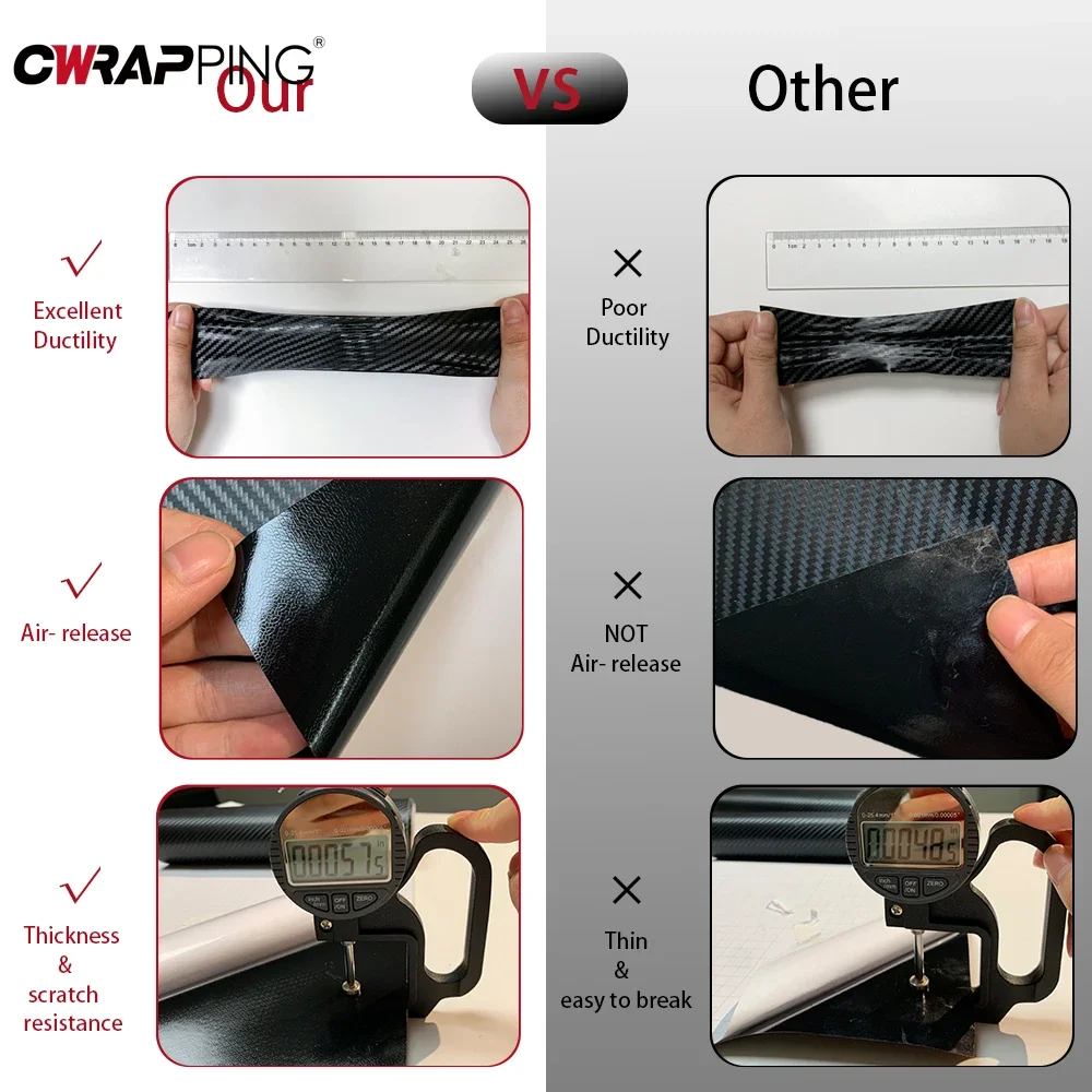Carbon Fiber Matte Glossy Black Car Vinyl Wrap Waterproof Self-Adhesive Stickers Motorcycle Laptop Phone for Car Accessories thumbnail 5