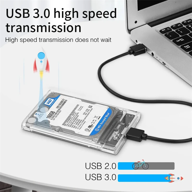 Transparent HDD Case HDD Enclosure 2.5 Inch SSD SATA To USB 3.0 Type-C 3.1 Adapter Portable External Hard Drive Box Tool-Free thumbnail 4