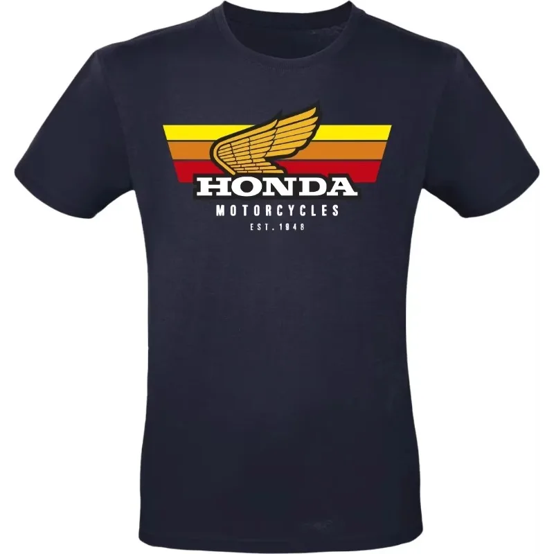 Honda 2025 New Motorcyclist Vintage Style Pattern Scooter T-Shirt Men's and Women's Casual Comfort Motorcycle Short Sleeve Top