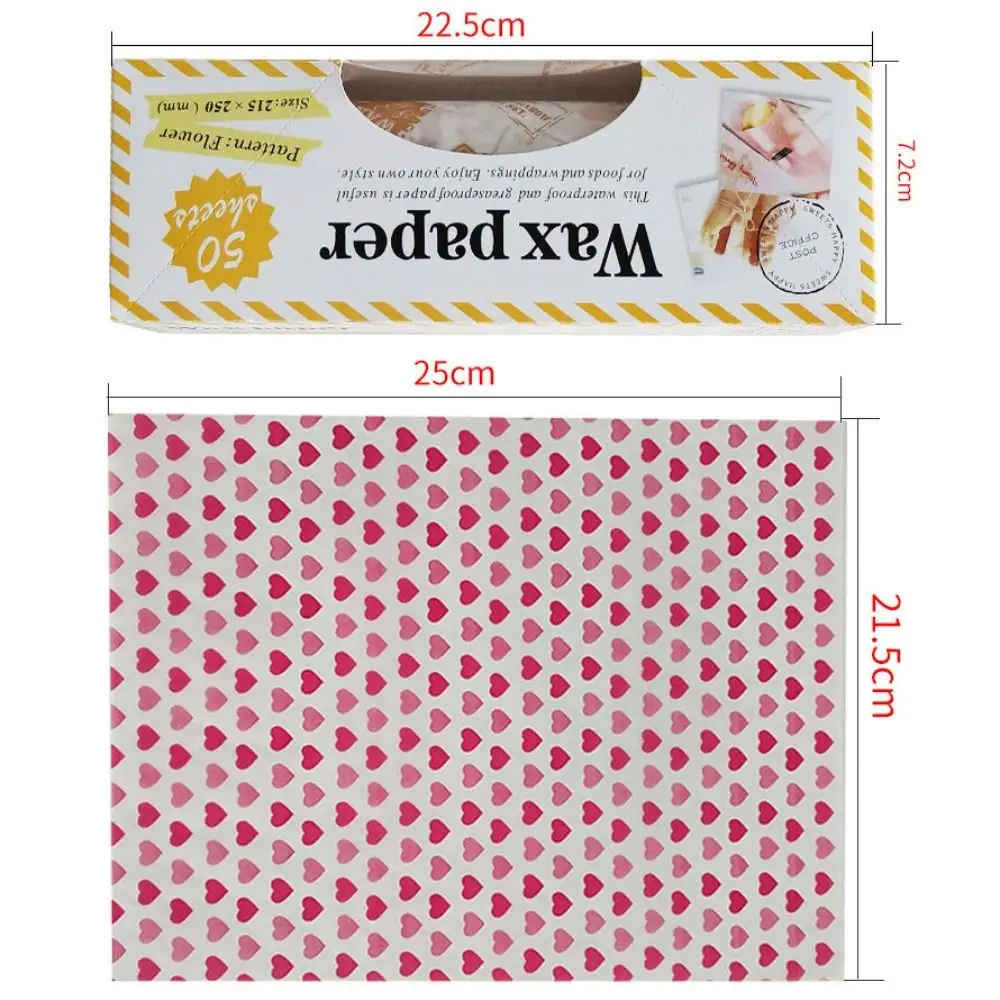 10/50pcs Heart Printed Disposable Wax Paper Oilproof Baking Paper Cake Bread Packaging Wrapper Baking Wax Paper Pad thumbnail 6