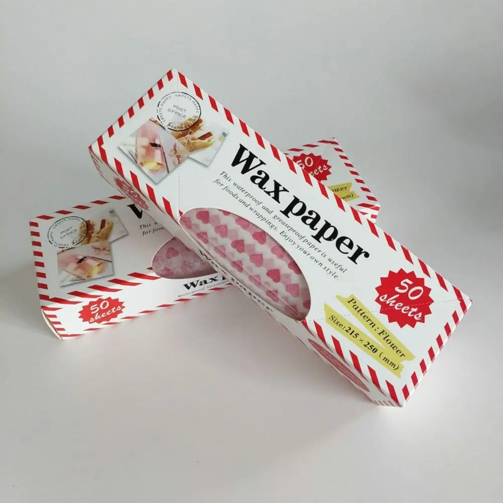 10/50pcs Heart Printed Disposable Wax Paper Oilproof Baking Paper Cake Bread Packaging Wrapper Baking Wax Paper Pad thumbnail 3