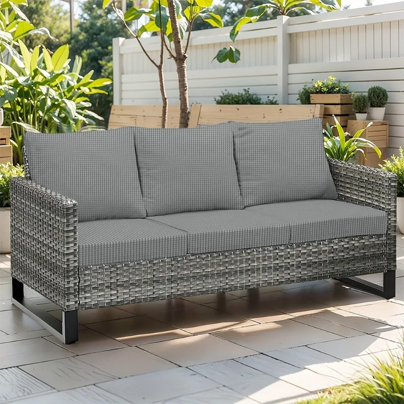 Waffle Jacquard Patio Sofa Cover Waterproof Splash Polar Fleece Sofa Seat Cushion Slipcover Home Garden Decor Elastic Sofa Case thumbnail 6
