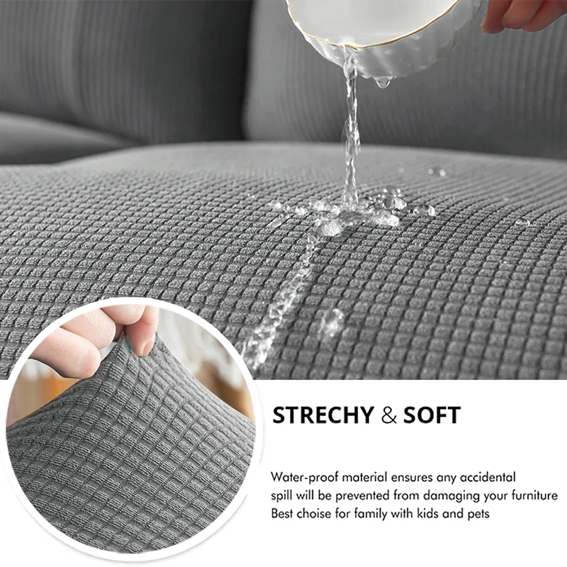 Waffle Jacquard Patio Sofa Cover Waterproof Splash Polar Fleece Sofa Seat Cushion Slipcover Home Garden Decor Elastic Sofa Case thumbnail 5