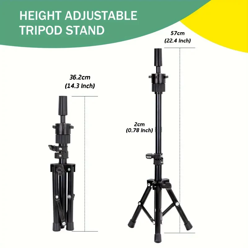 36cm-56cm Adjustable Mannequin Head Stand Tripod Hairdressing Training Head Stand For Salon Use Wig Display Head Stand thumbnail 4