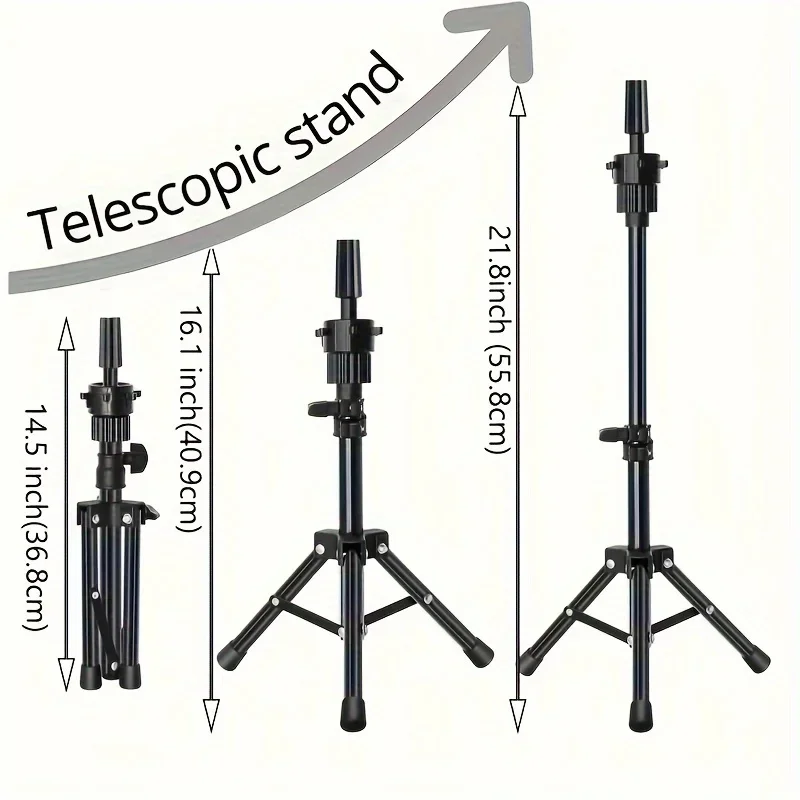 36cm-56cm Adjustable Mannequin Head Stand Tripod Hairdressing Training Head Stand For Salon Use Wig Display Head Stand thumbnail 5